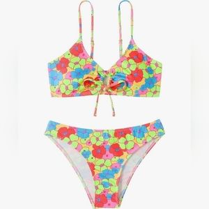 NWT Soly Hux Bright Floral Triangle Bikini Women's Sz Large Colorful